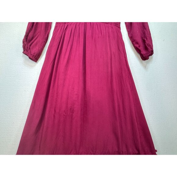 Andree By Unit Womens Embroidered Long Sleeves Maxi Dress Size L Burgundy Boho - Picture 15 of 16